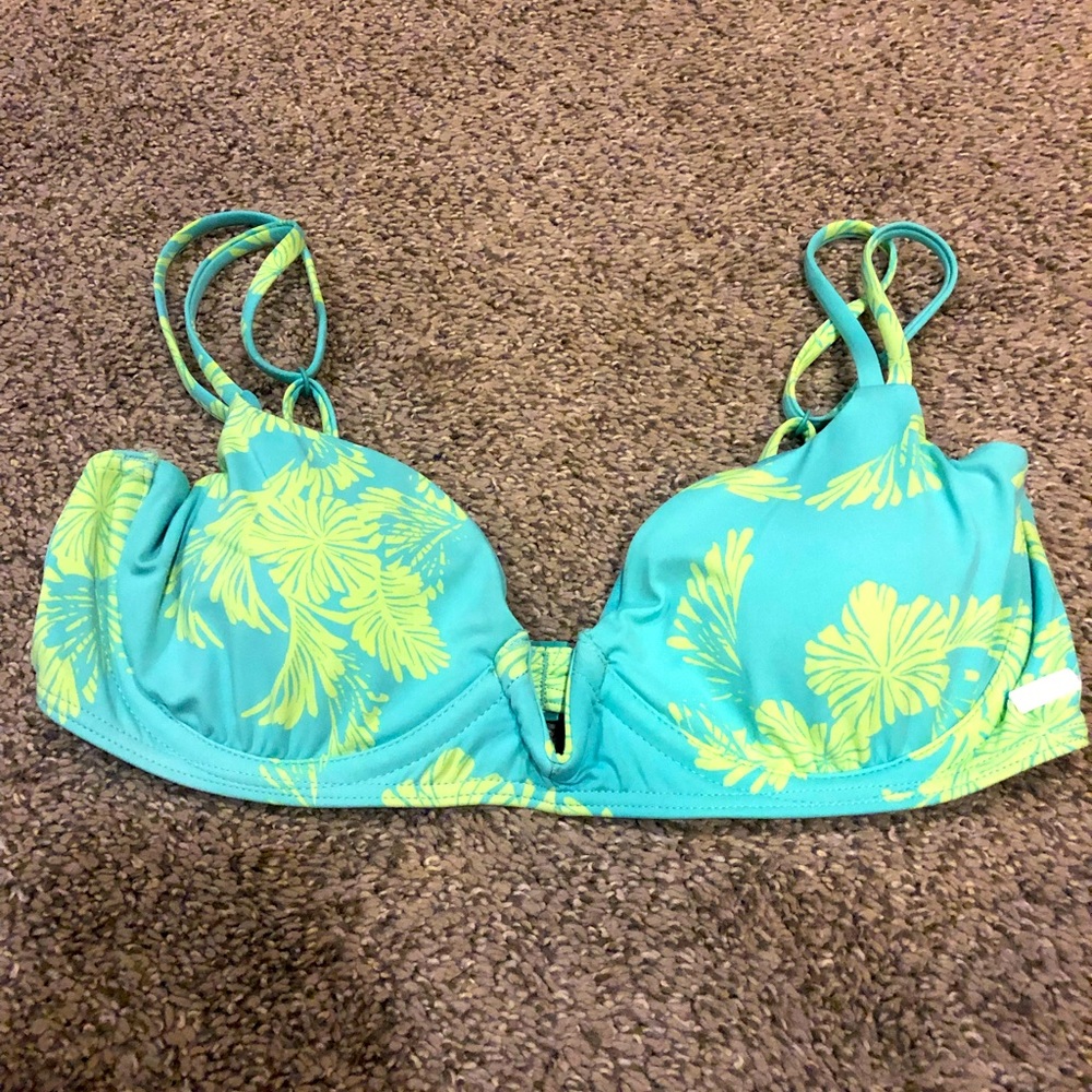 Light blue and lime Roxy bikini top and bottom